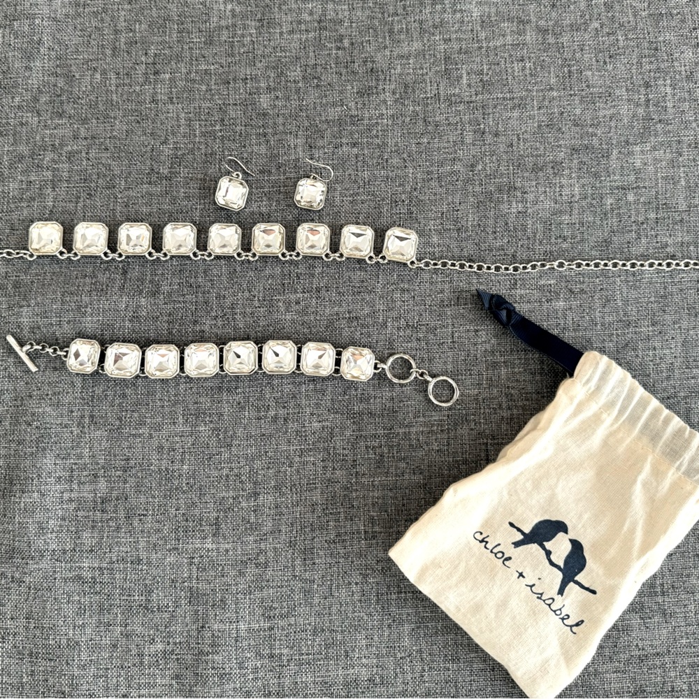 Chloe + Isabel 3 piece set Earrings, bracelet, and necklace Art Deco style